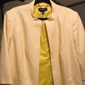 Talbots Open Front Dot Jacquard Blazer 16WP Yellow